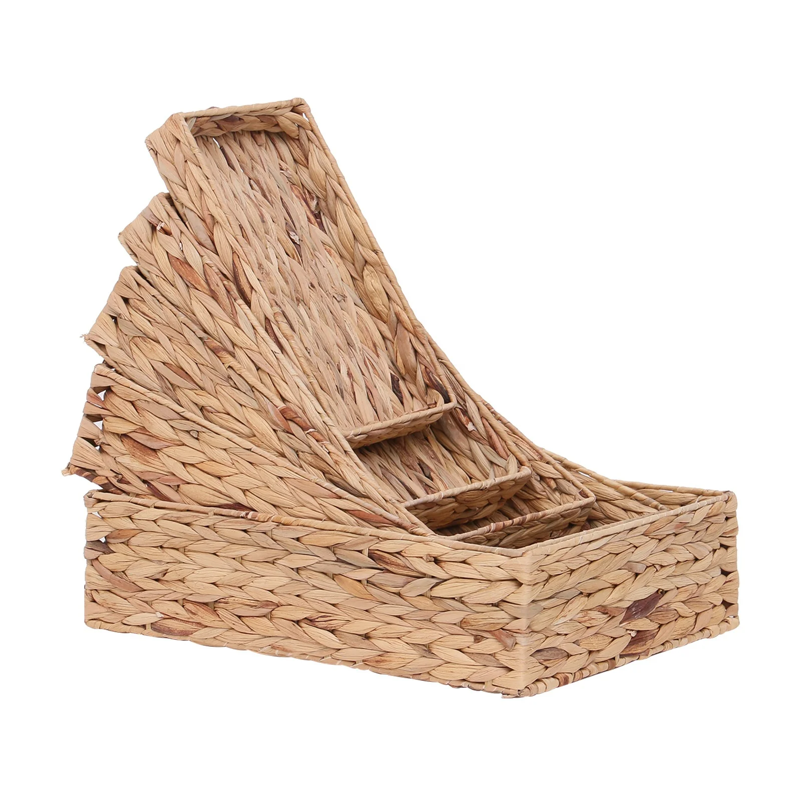 Customized Straw Desktop Storage Tray ECO Friendly Fruit Tray Office Organization Living Room Decoration Accessories