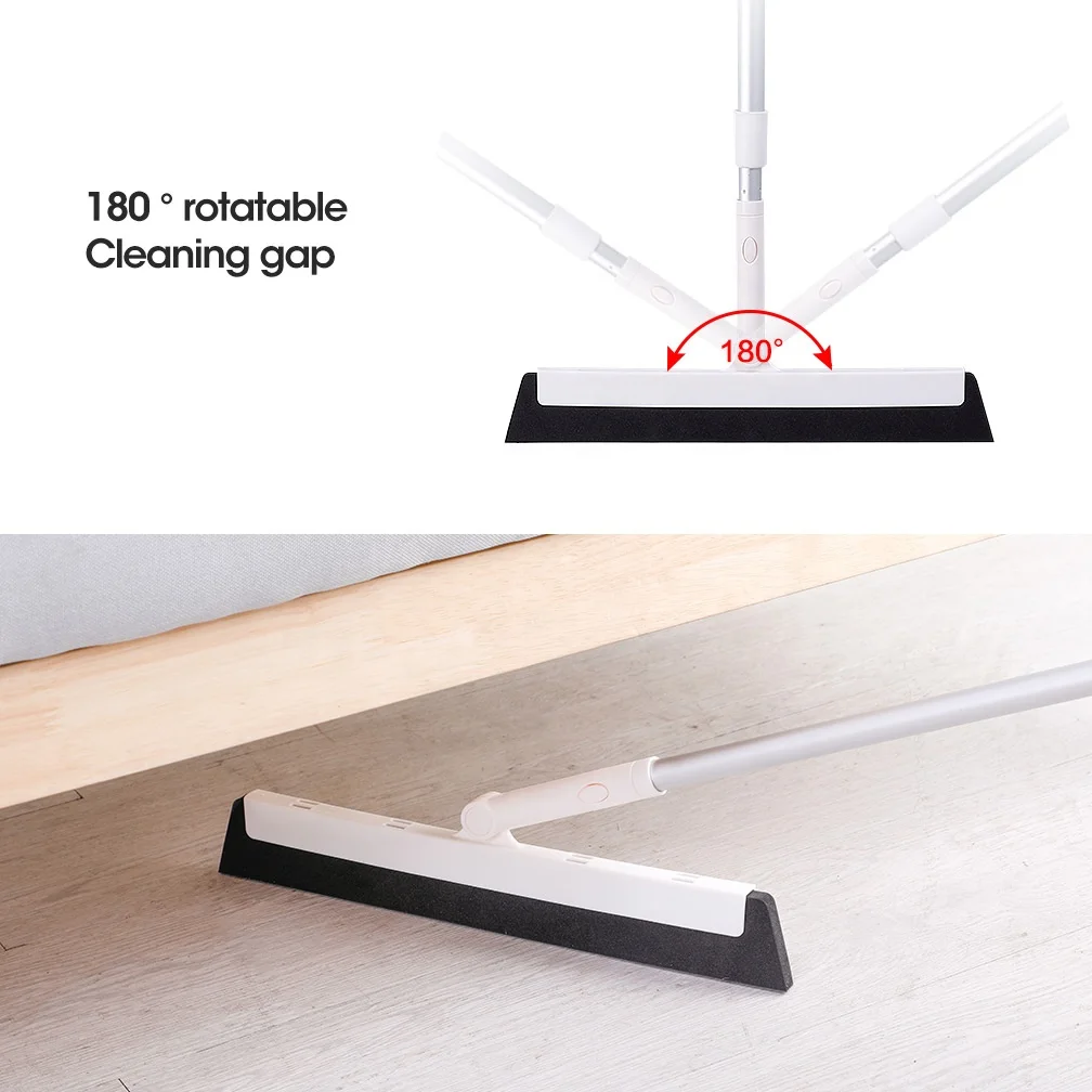 BAOYOUNI Extendable Aluminum Sweeper Retractable Floor Water Squeegee with Replaceable Foam Wiper for Garage Tile Window Dust