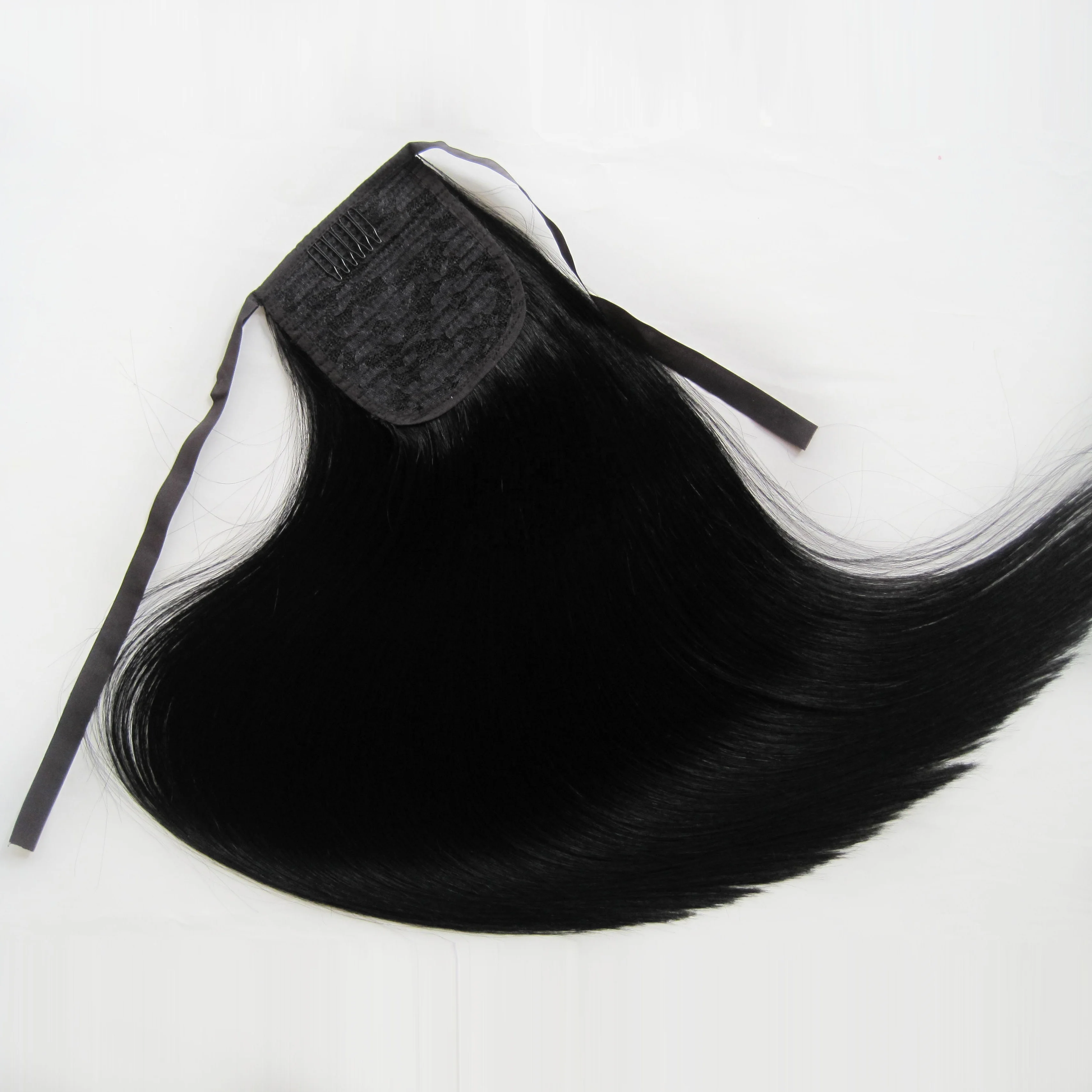  Оптовая продажа лучшее качество натуральные необработанные человеческие волосы для наращивания прямые конского хвоста с Кулиской