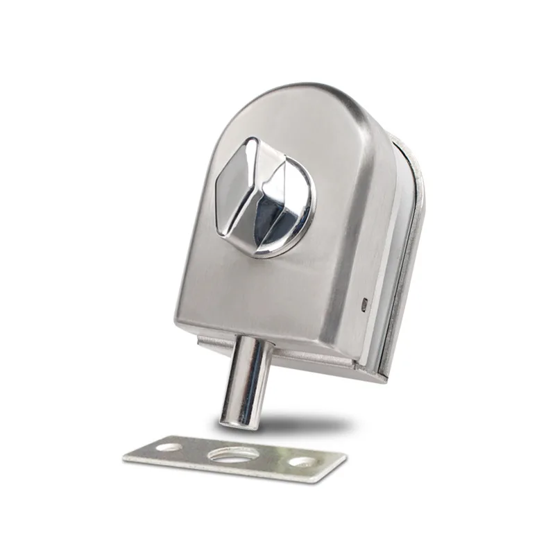 Glass Door Floor Lock Insertion Hole Latch Single Double Stainless Steel Toilet Bathroom
