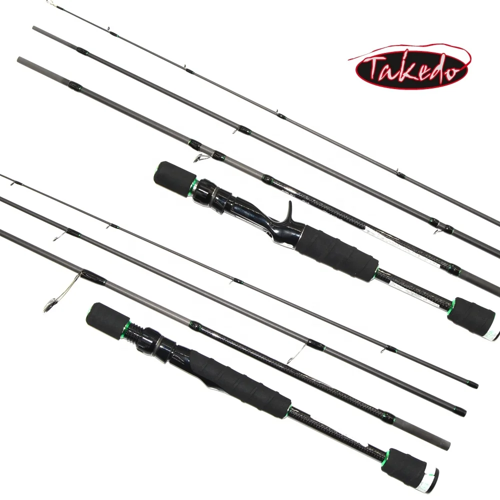 TAKEDO IM8 Carbon Fiber OEM 4 Sections Handle Joint Spin Ning Casting Fuji Guide Travel Fishing Rods