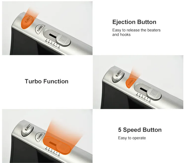 Home Kitchen Black 304 SS Stainless Steel Food Electrica Batidora de mano Egg Beater Electric Hand Held Mixer with Storage Base