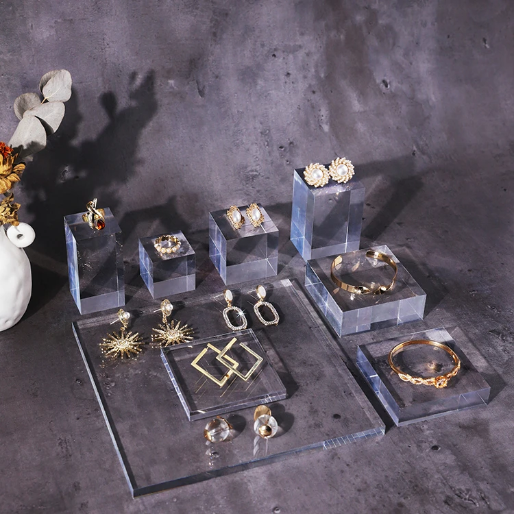 Clear Acrylic Jewelry Display Stand, Custom Acrylic Block Solid Cube Display Stands, Jewelry Display Block Holder
