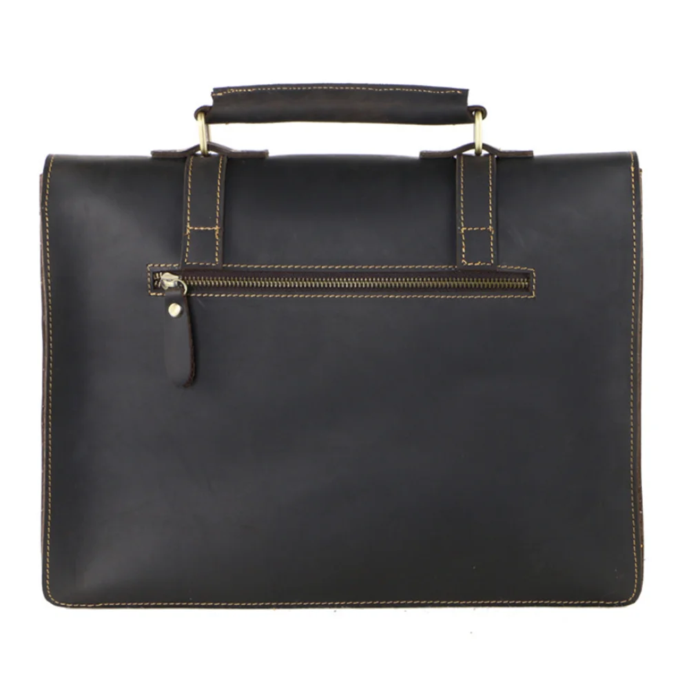 Vintage Brown Genuine Real Leather Business Laptop Briefcase