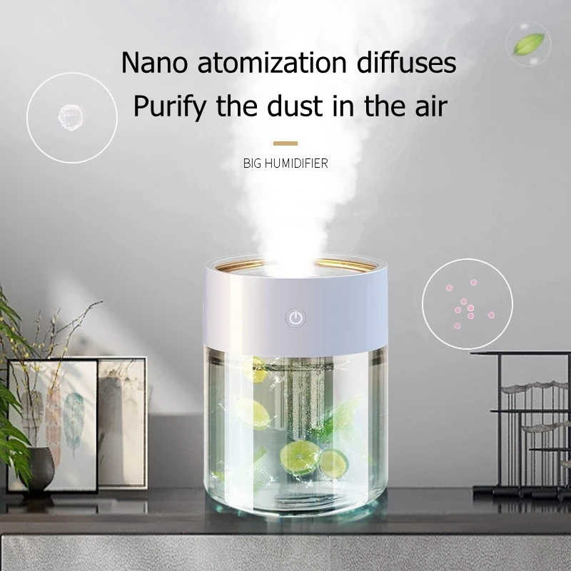 Heavy Fog USB Ultrasonic Aromatherapy Aroma Essential Oil Diffuser 2L Triple Nozzle Air Humidifier With LED Lamp