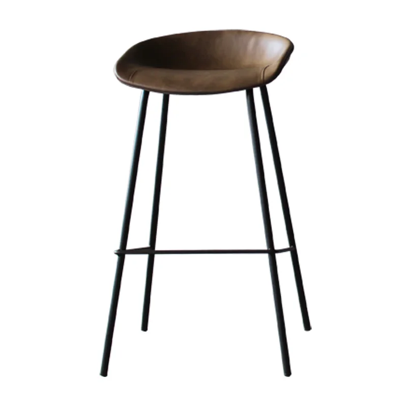 Bar Stools Set of 2 with Backrest and Footrest Upholstered Breakfast Counter Chair with Metal Legs Home Kitchen Furniture brown