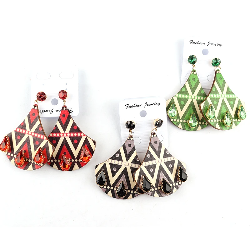 2022 Newest Wooden Geometric Drop Dangle Earrings
