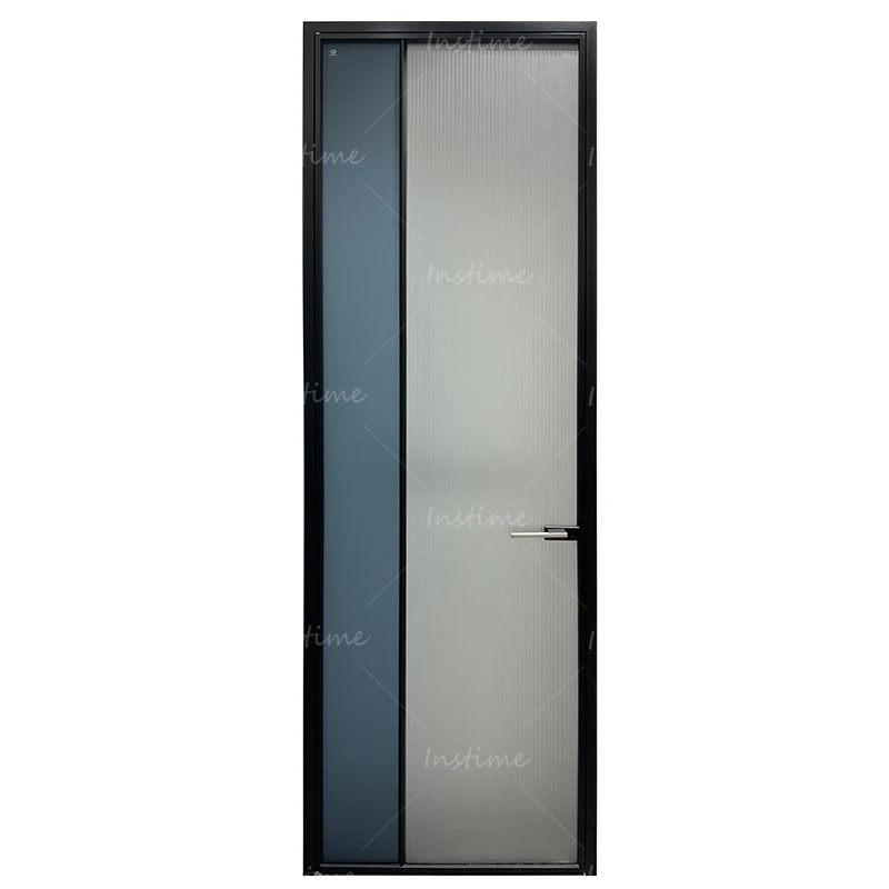 Instime Lifetime Warranty Hurricane Impact Black Glass Aluminum Profile Resistor Aluminum Entrance Casement Door For House