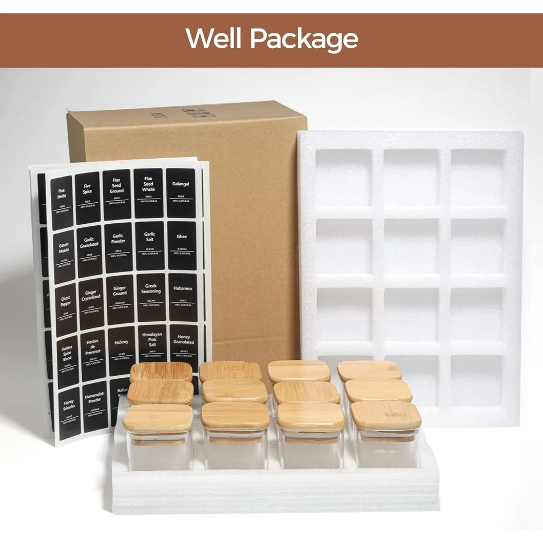 Classic Custom Square Airtight Food Storage Glass Spice Container Pantry Jar