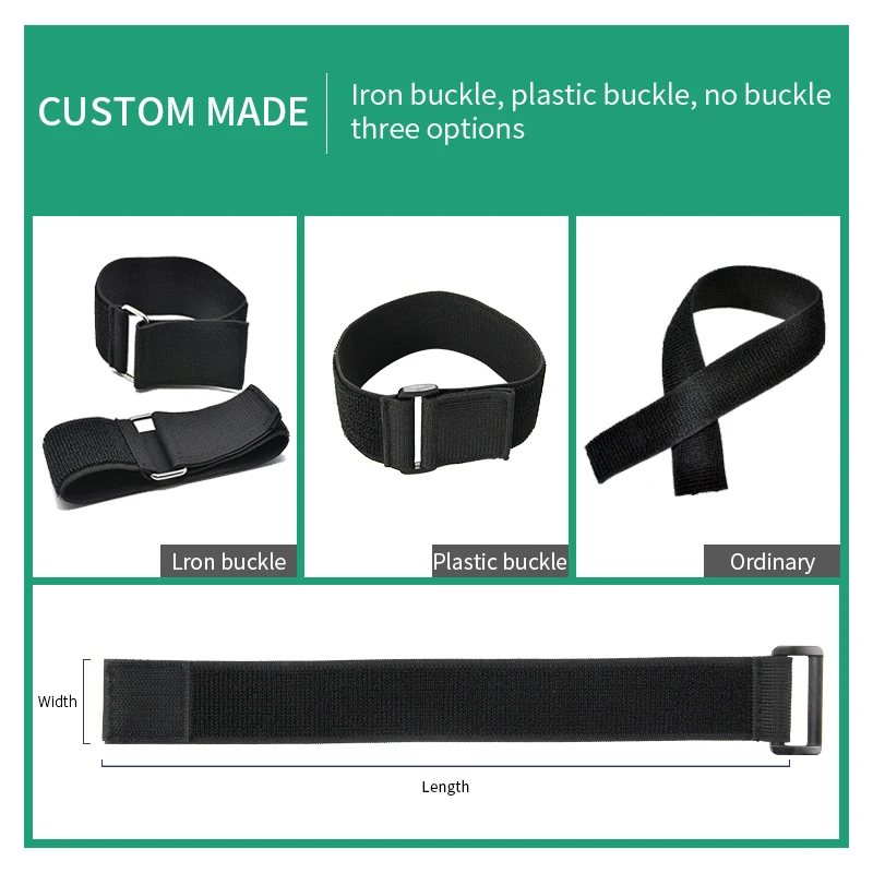 China Manufacturer Custom Size Eco-Friendly Soft Adjustable Bike Strap Cable Tie Elastic Hook And loop Strap