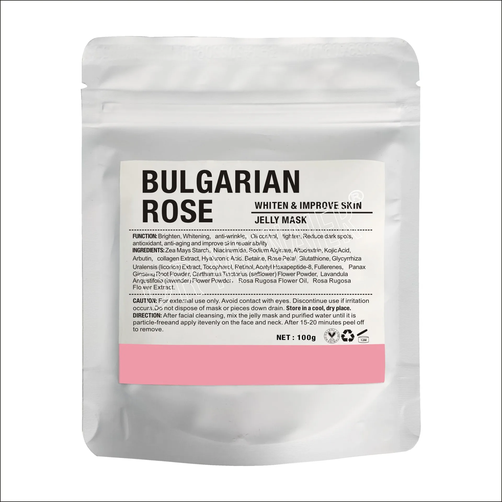 Wholesale Whitening Rose Petal Skin Care Facemask Multi Color and Function Hydro Facial Jelly-Mask
