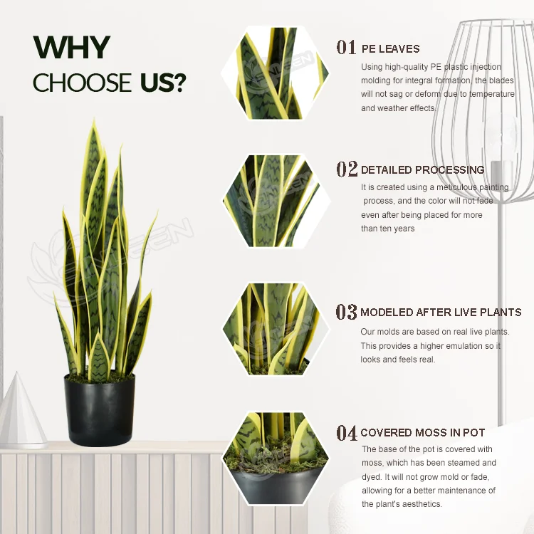 Artificial Fake Decoration Living Room Mini Real Touch Modern Office Tree Decor Sansevieria Snake Plant