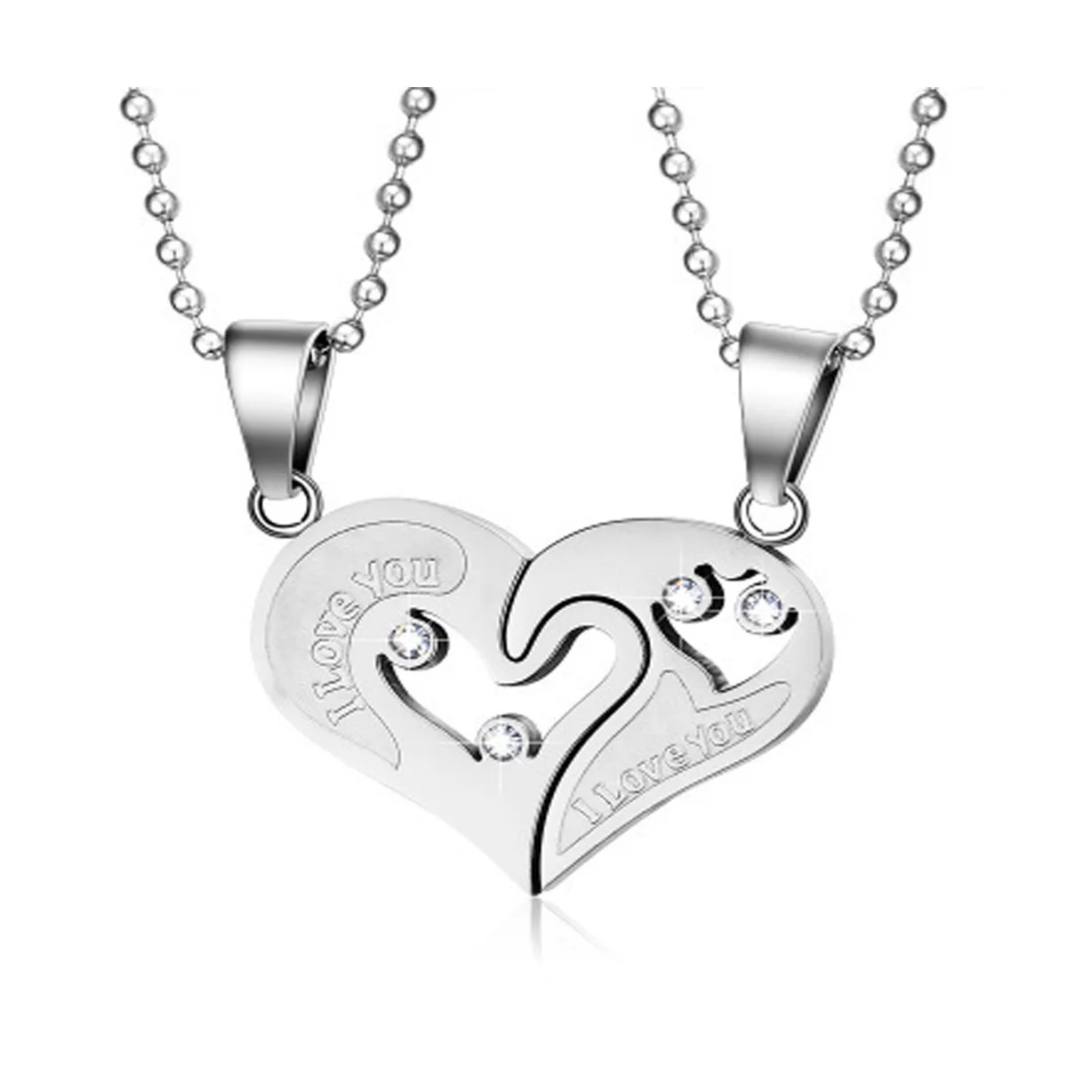 Couple Necklace Pendant Love Hear Matching Two Halves Heart for Lovers Gift Necklace