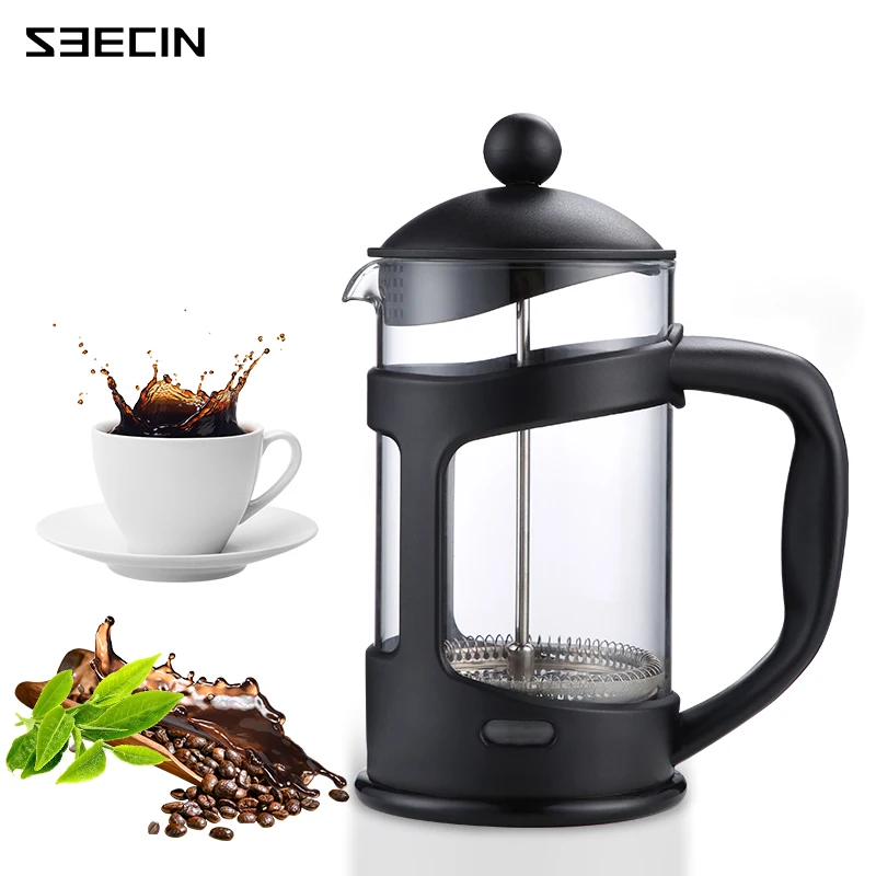 Горячая Распродажа Amazon, черная кофеварка для кафе, 350 мл, фильтр из нержавеющей стали, пластиковая кофеварка с французским прессом