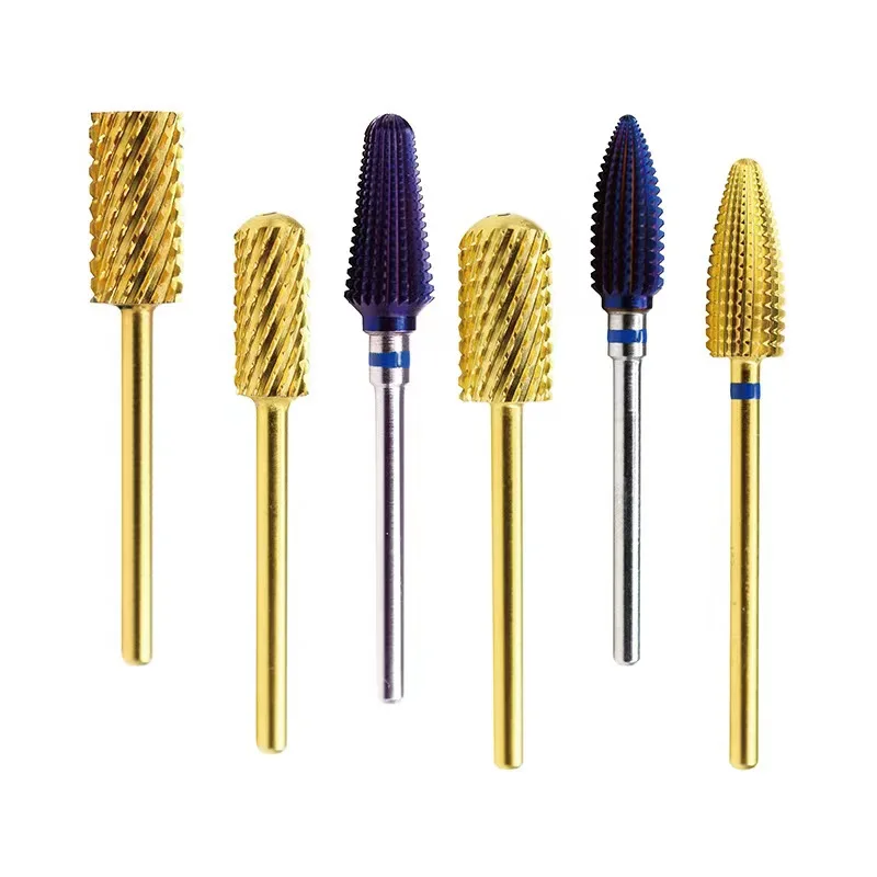 Professional Wholesale 5 in 1 Remove Gel Acrylic Nails Tool Tapered manicure Drill Milling Cutter Safety Carbide Nail Drill Bits