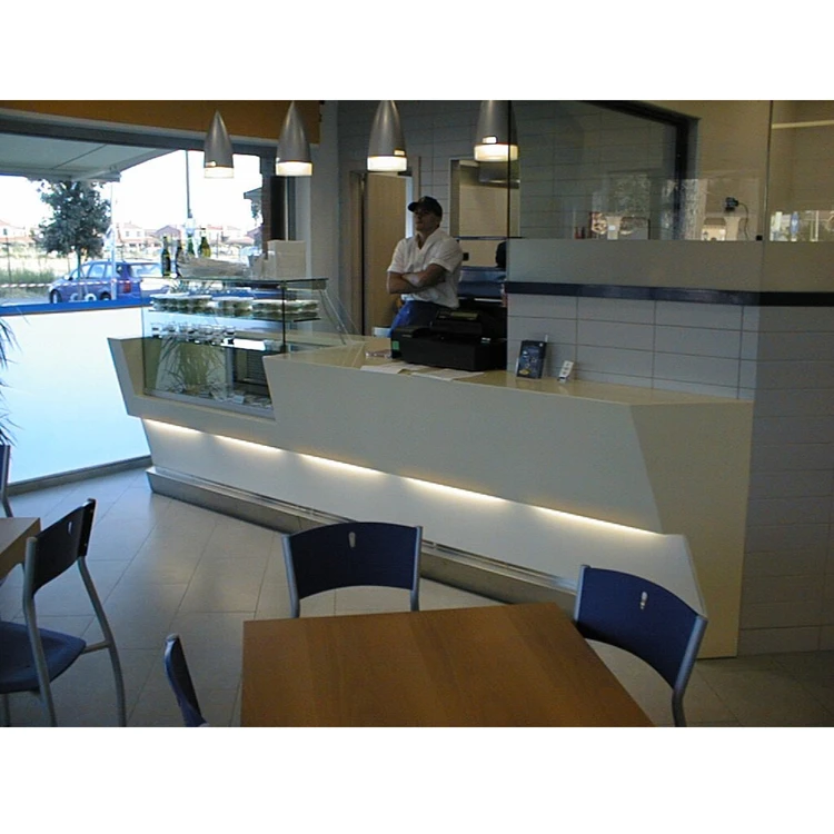 LED Solid Wood Shop Bar Counter Marble Work Top Bar Stool Wood Chair Modern Counters