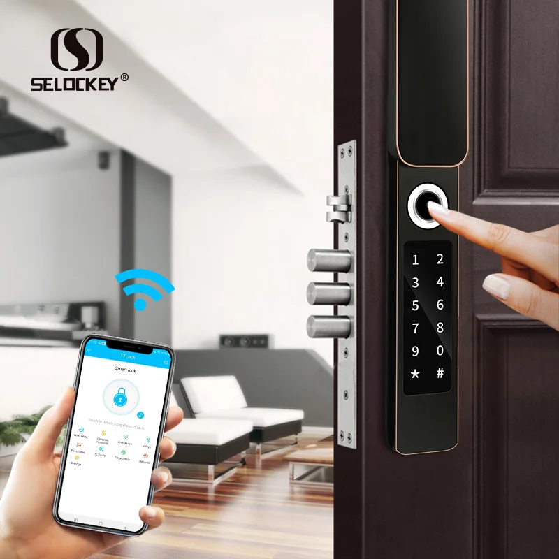 fl19IP68 waterproof aluminum/gate/courtyard door lock Full-Automatic TTlock WIFI biometric fingerprint smart aluminum door lock
