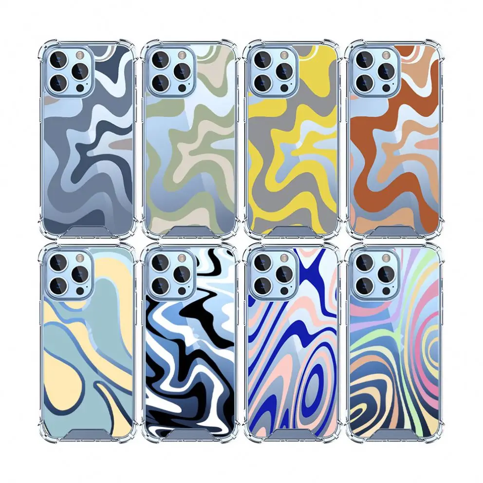 Wholesale Water Ripple Color Liquid Pattern Phone Case for iPhone 16 promax 14 pro 15 promax Transparent iPhone 12 13 14 case