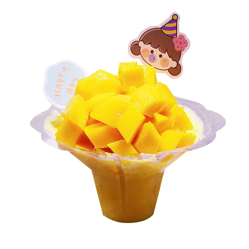 New Design Disposable Clear Ice Cream Flakes Plastic Cup Snow Cone Shaved Ice Dessert Flower Cups