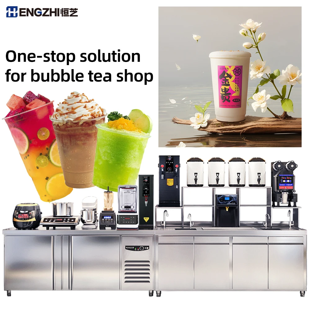 HENGZHI Commercial Bubble Tea Equipment Counter Bar Full Set Boba Tea Machine for Bubble Milk Tea Coffee Shop