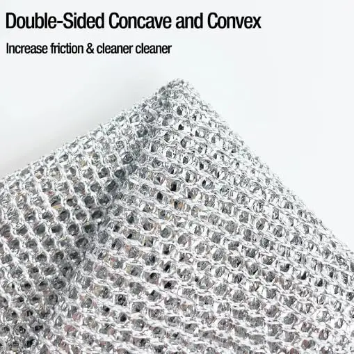 Multipurpose Scrubbing Wire Rags Scrubber Kitchen Steel Wire Dish Towel Microfiber Dish Cloths Reusable Dishwashing Rag