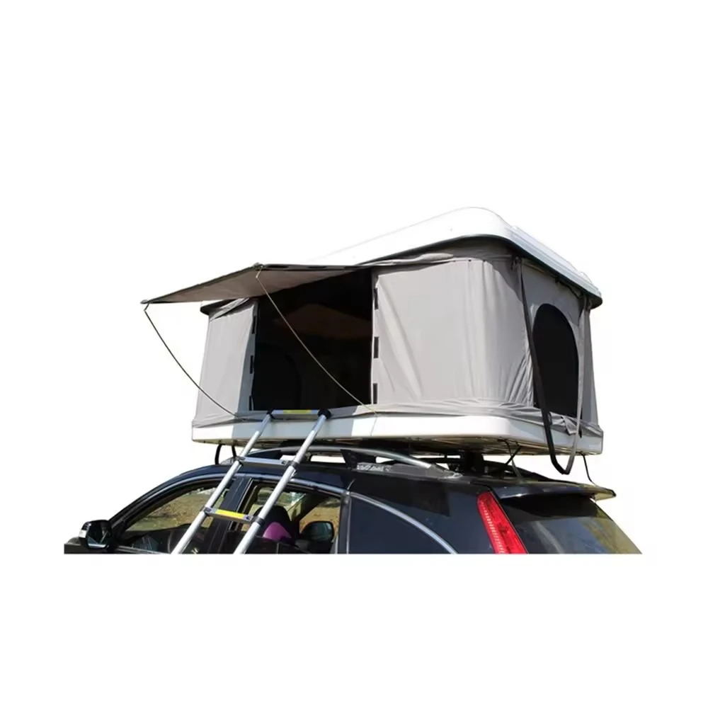 Outdoor White Grey Hard Shell Rooftop Tent for Cars hotel Travel