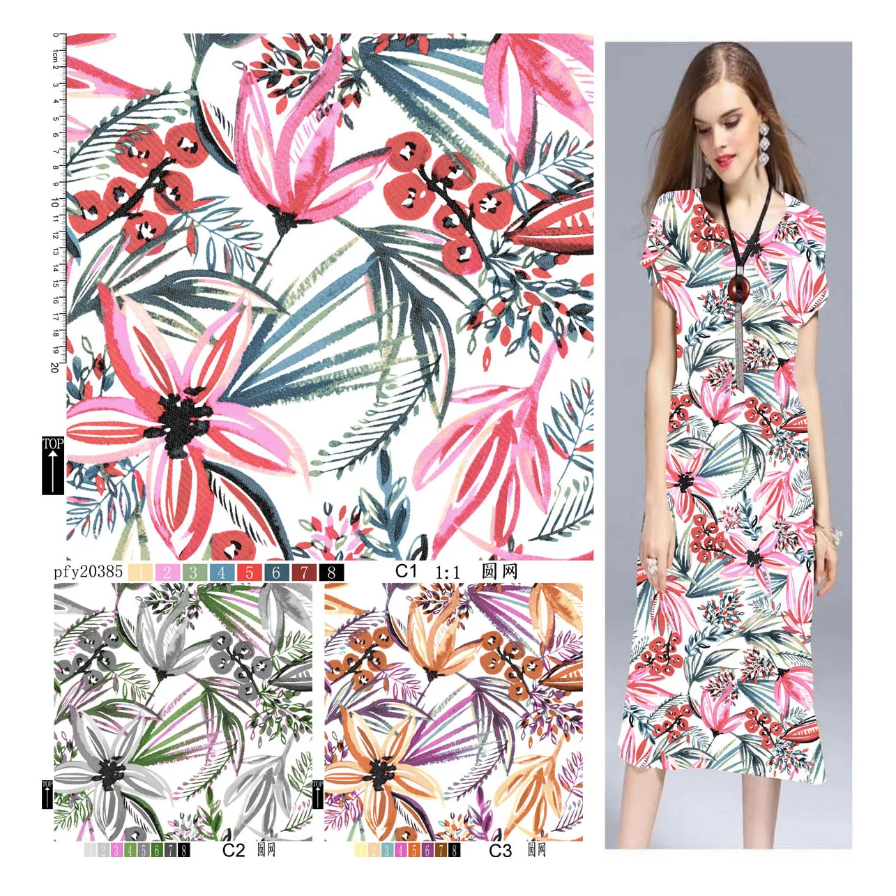 Ткань из вискозы с принтом «Чаллис» для платьев, 32s 30s 45s