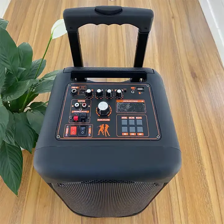 M 8-Inch Trolley Speaker Bluetooth DJ Loud Speaker Portable Wireless Outdoor Speaker with RGB LED Lighting