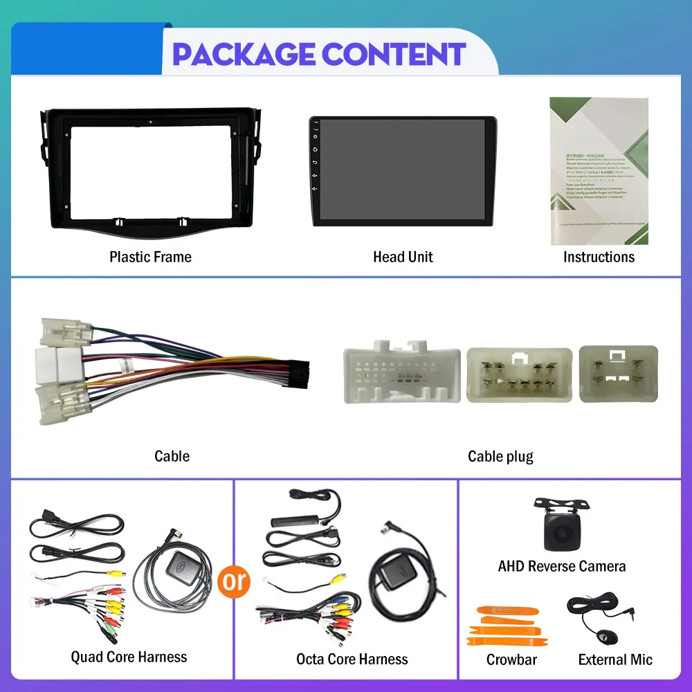 For Toyota RAV4 2007-2012 Radio Headunit Device Double 2 Din Octa-Core Quad Android Car Stereo GPS Navigation Carplay