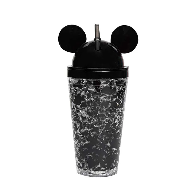 Double Walled Summer  Glitter  Water Tumbler 16oz  Mouse Ears Tumbler Cup with Lid and Straw Travel Mugs