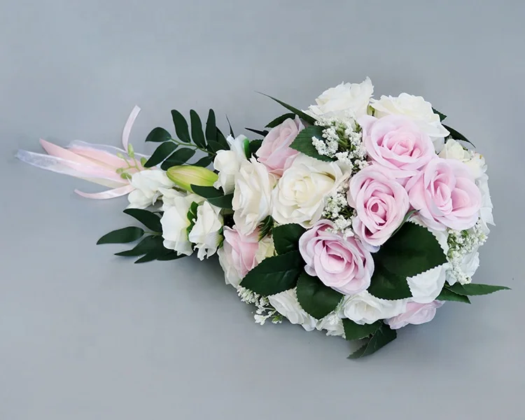 Bridal bouquets wedding artifical silk rose head wholesale floral supplies