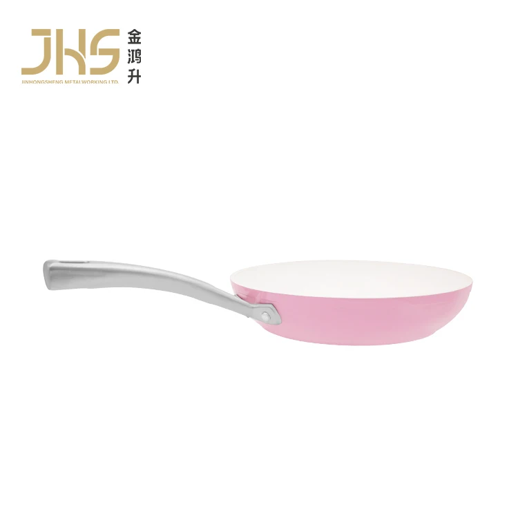 Induction bottom 7pcs PINK WHITE aluminum kitchen non stick nonstick cooking pots and pans cookware sets with glass lid