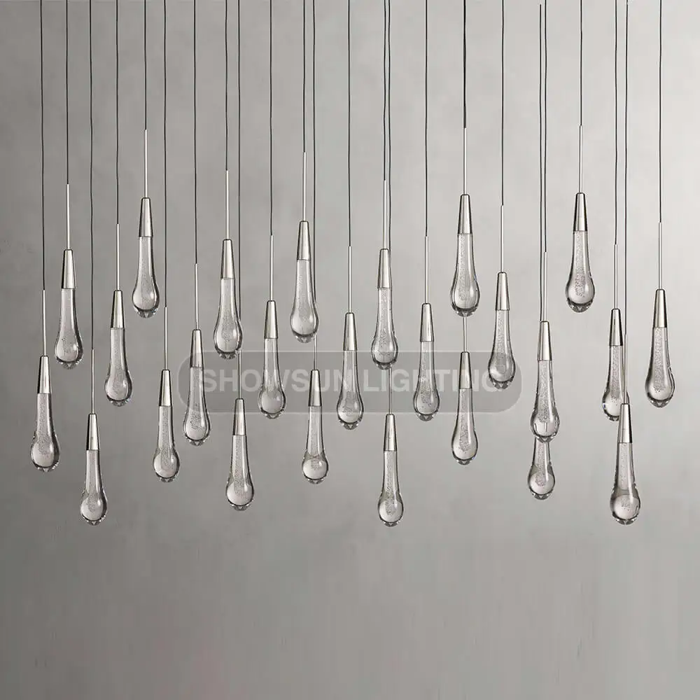 Creative art glass water drop pendant hotel lobby chandelier villa club project ceiling sand table raindrop crystal chandelier