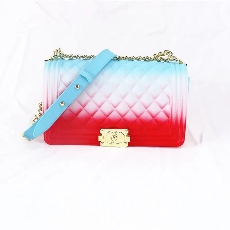 2020 Wholesale PVC shoulder bag women handbags rainbow bag jelly candy purse
