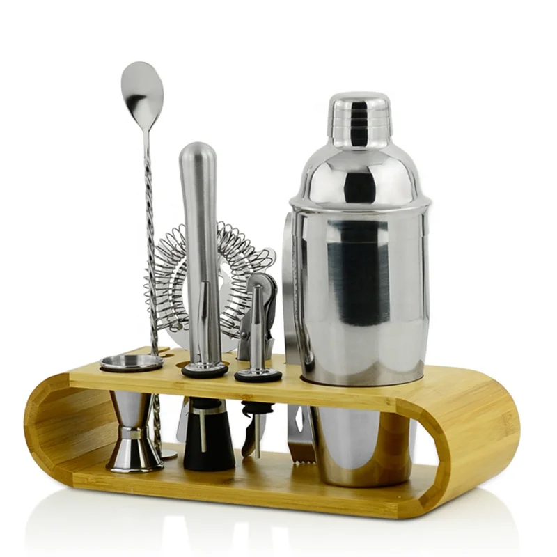  Manufacture Custom Professional Bar Metal Barware bartender kit Stainless Steel Cocktail Shaker