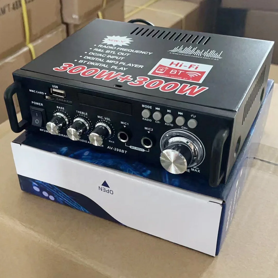 At Home In Car Digital Amplifiers Audio Display 300W+300W Digital HIFI Audio Stereo Power Amplifier 2 Channel Digital Amplifiers