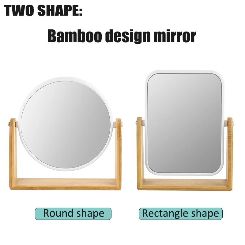 Vanity Makeup Mirror with Natural Bamboo Stand 8 Inch 1X/3X Magnification Double Sided Magnifying Mirror Bathroom Make Up Mirror