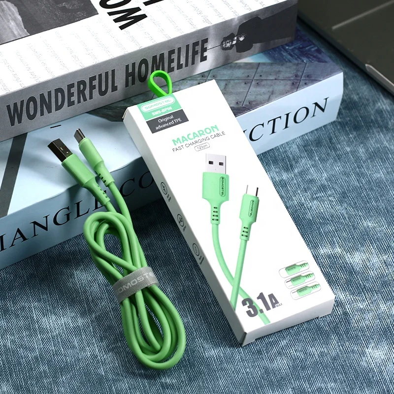 SOMOSTEL Cable USB SMS-BP06 Premium TPE material 1.2m 3.1A fast charging data cable Macaron color Private mold for ios