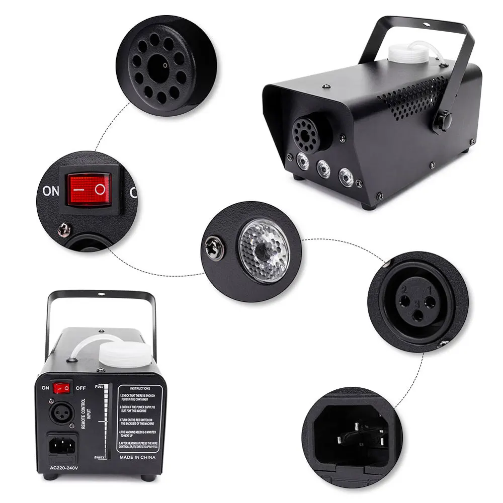 500W RGB Fog Machine Stage Light for Wedding Stage with Remote Control DJ Smoke Machine