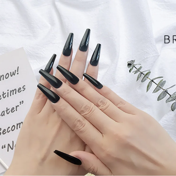 Press On Nails Private Label French Nail Art Fingernails C Full Cover Ballerina Acrylic Press On Nails With Custom