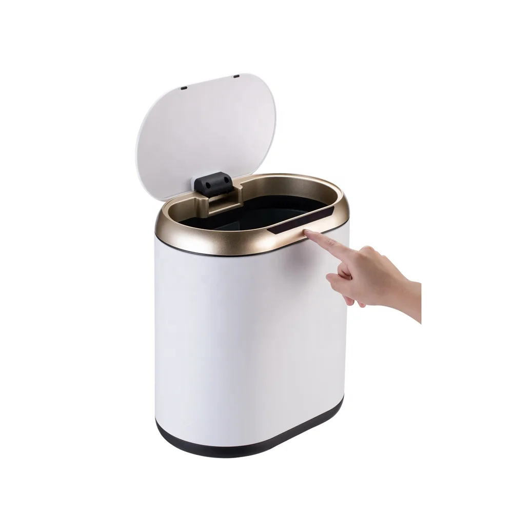 9L 12L Intelligent Automatic Save Energy Big Oval Trash Can Pedal Kitchen Waste Bin Office Hotel Smart Sensor Dust Trash Bin