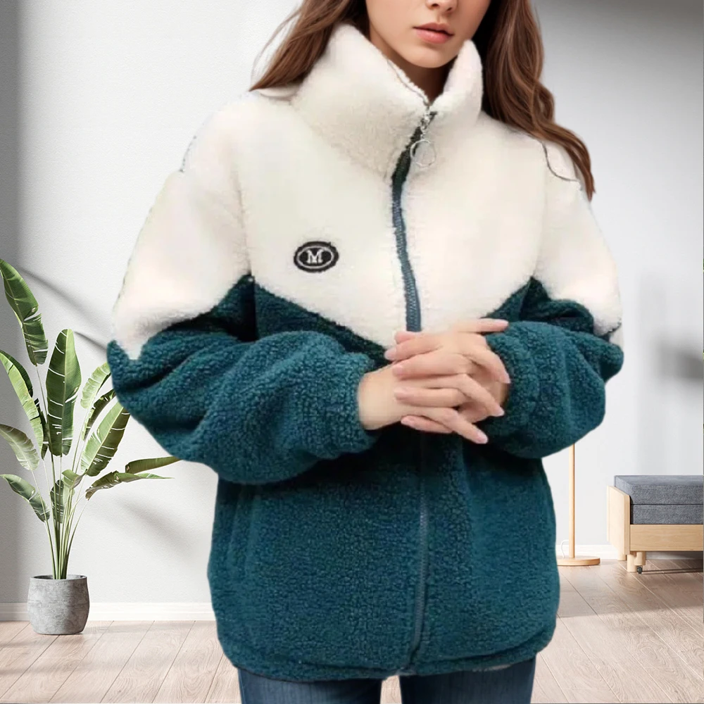 D1201TA43  Cotton Thick Jacket Fashion Cotton Solid Color Long Sleeve Jacket Turtle Neck Zipper Women Coat  Sehe Fashion