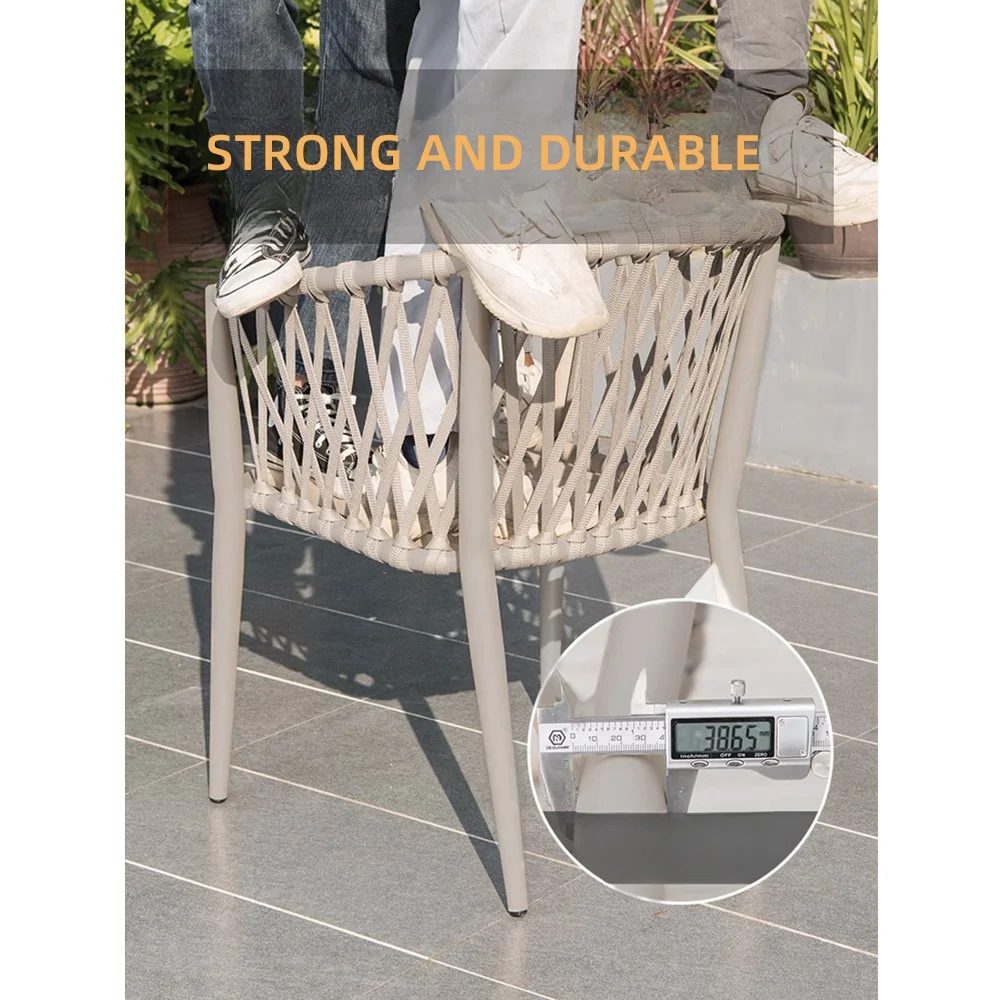 HJ HOME Outdoor Garden Restaurant Furniture Set Patio Durable Waterproof Aluminium Dining Table and Chair Set