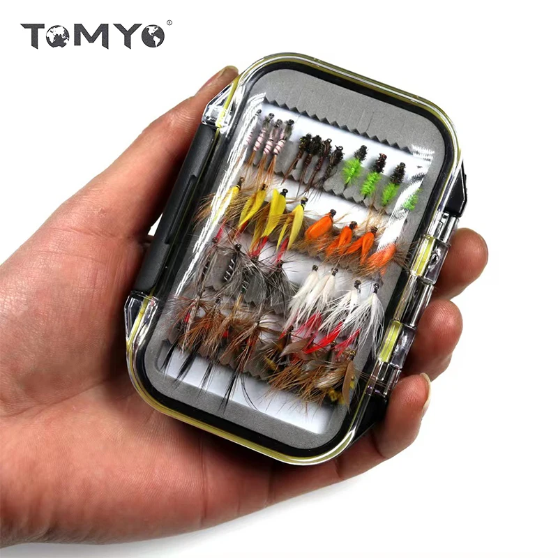 Комплект рыболовных мушек ToMyo, 24 шт./32 шт./72 шт., с сухими/мокрыми мушками/нимфами/Медными бусинами, головной убор с приманкой