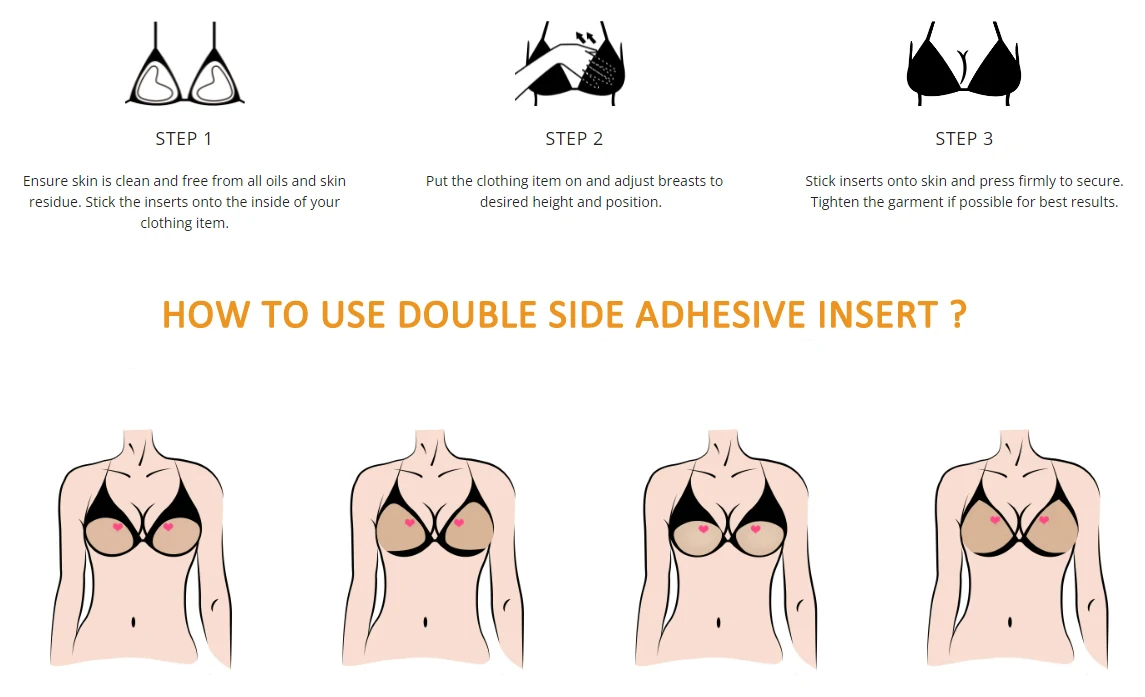 Triangle Soft Reusable Breast Cleavage Sticky Inserts Push Up Silicone Double Sided Adhesive Bra Pads