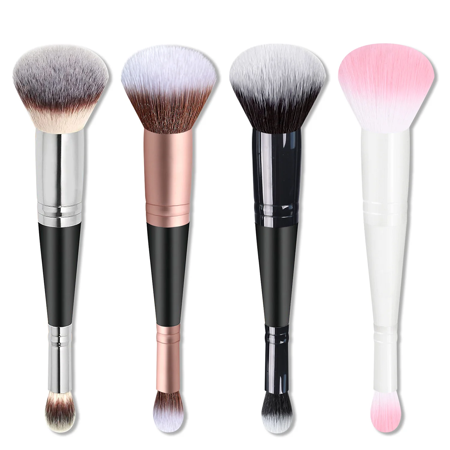 Ahyee 1PC Angled Blush Brush Custom Multifunctional Makeup Tool Wooden Handle Foundation Face Application Private Label Black