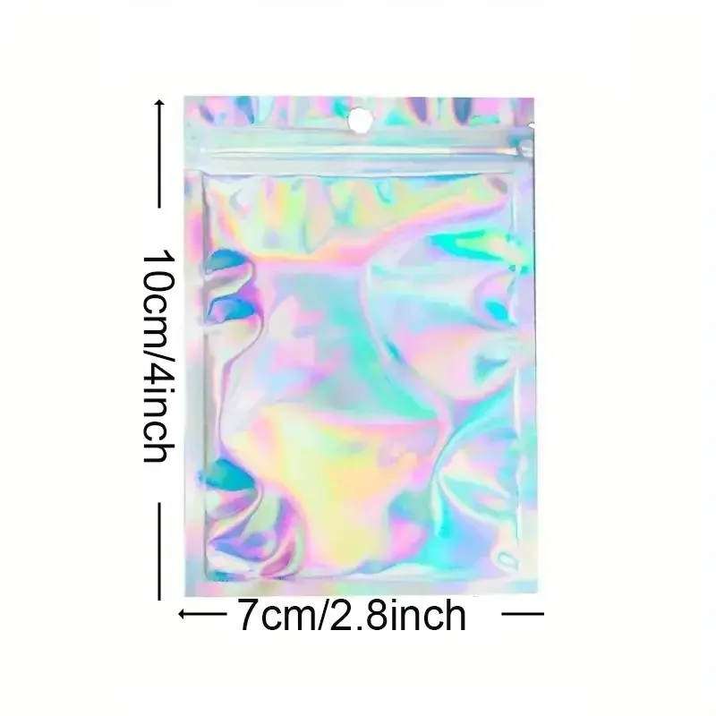 Candy Ear Jewelry Translucent Packing Plastic Bag Rainbow Laser Flash Reusable Ziplock Bags Ziplock Bag Storage Organizer