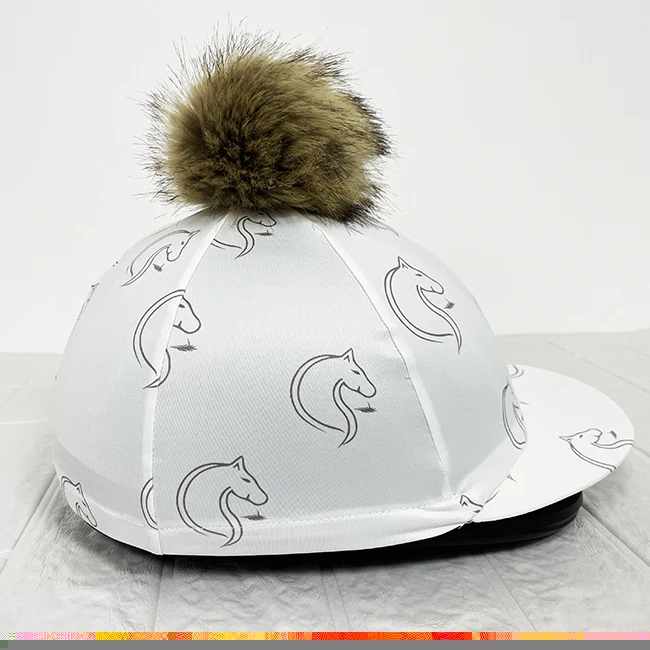 Polyester Elastane Pom Pom Horse Riding Equestrian Helmet Hat Silk Hat Cover