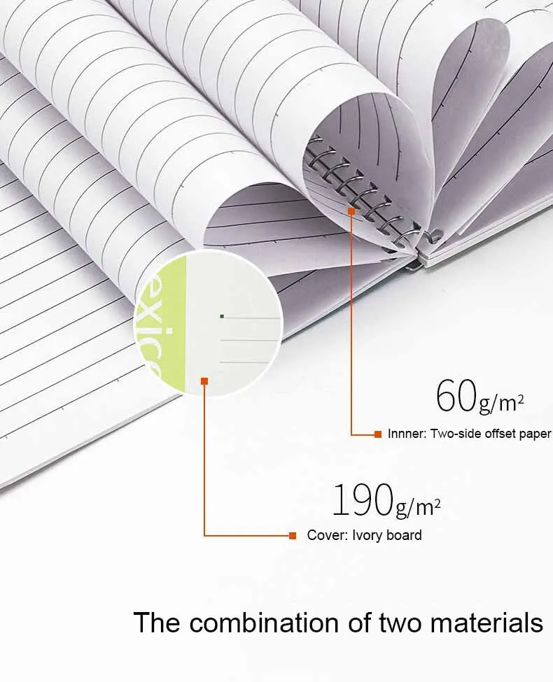 Custom Youthful and Energetic Spiral Notebooks A4 100 Sheets No Ink Bleed for Office and School Customization Optional