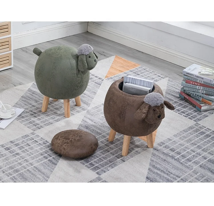 AOQI Living Room Furniture Seating Wooden Chair Animal Stool Deer Rabbit Cow Sheep Giraffe Animal Step Stool For Kids